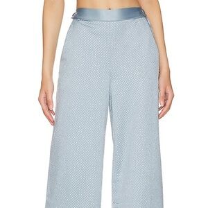 Fleur du Mal Pale Blue silk Wide-Leg rhinestones Pants